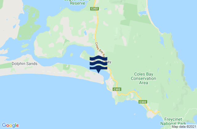 Mapa da tábua de marés em Swanwick Bay, Australia