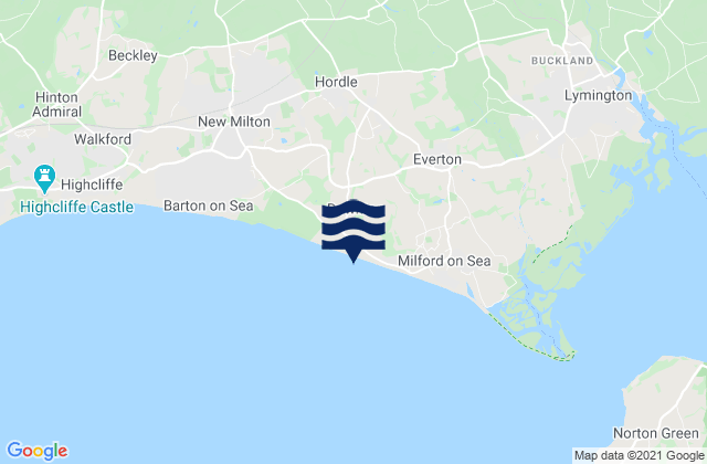 Mapa da tábua de marés em Sway, United Kingdom