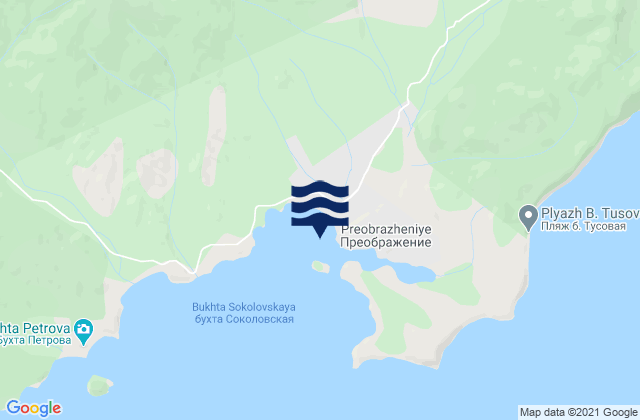 Mapa da tábua de marés em Syaukhu Bay, Russia