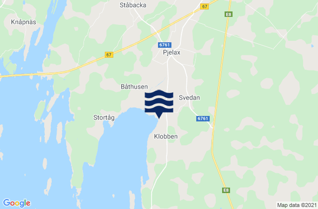 Mapa da tábua de marés em Sydösterbotten, Finland