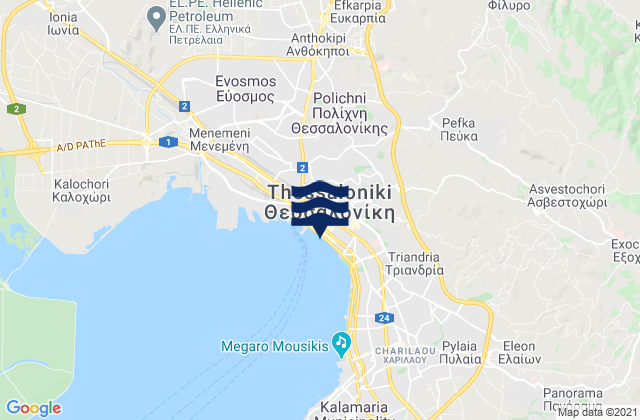 Mapa da tábua de marés em Sykiés, Greece