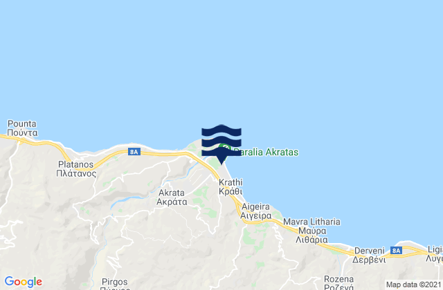 Mapa da tábua de marés em Sylivainiótika, Greece