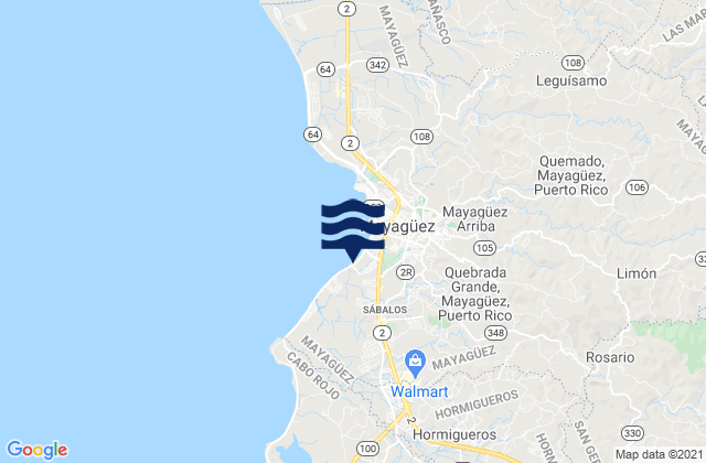 Mapa da tábua de marés em Sábalos Barrio, Puerto Rico
