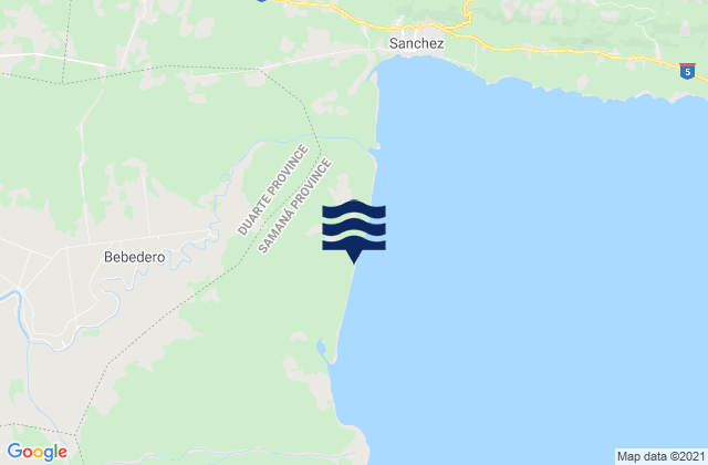 Mapa da tábua de marés em Sánchez, Dominican Republic