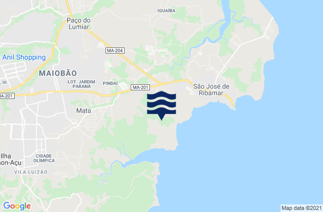 Mapa da tábua de marés em São José de Ribamar, Brazil