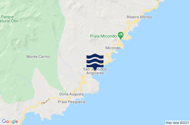 Mapa da tábua de marés em São João dos Angolares, Sao Tome and Principe