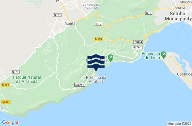 Mapa da tábua de marés em São Lourenço, Portugal