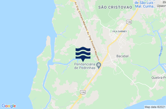 Mapa da tábua de marés em São Luís, Brazil
