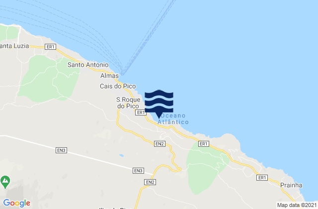 Mapa da tábua de marés em São Roque do Pico, Portugal