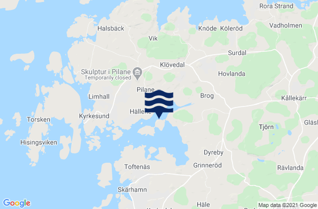Mapa da tábua de marés em Säby Ö, Sweden