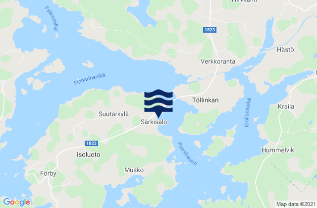 Mapa da tábua de marés em Särkisalo, Finland