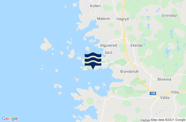 Mapa da tábua de marés em Särö, Sweden
