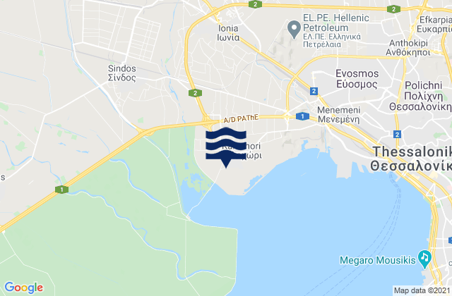 Mapa da tábua de marés em Síndos, Greece