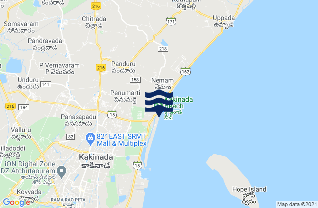 Mapa da tábua de marés em Sāmalkot, India