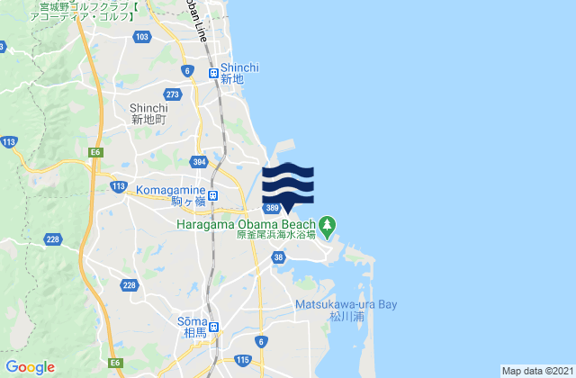 Mapa da tábua de marés em Sōma Shi, Japan