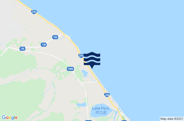 Mapa da tábua de marés em Sōya Gun, Japan