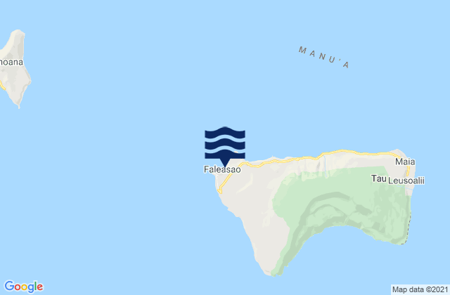 Mapa da tábua de marés em Ta`ū, American Samoa