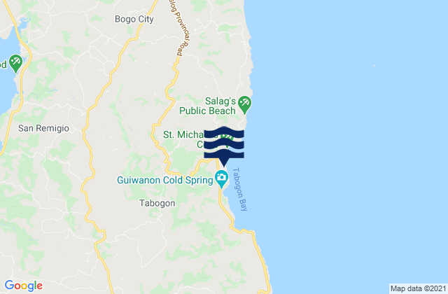 Mapa da tábua de marés em Tabogon, Philippines