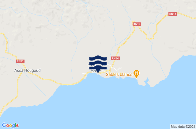 Mapa da tábua de marés em Tadjourah, Djibouti