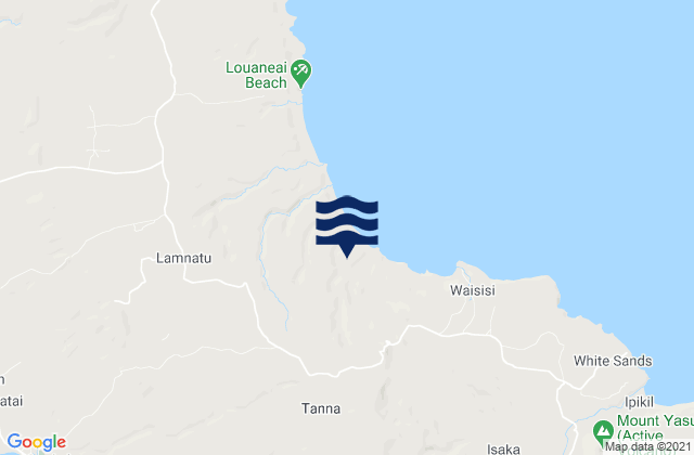 Mapa da tábua de marés em Tafea Province, Vanuatu