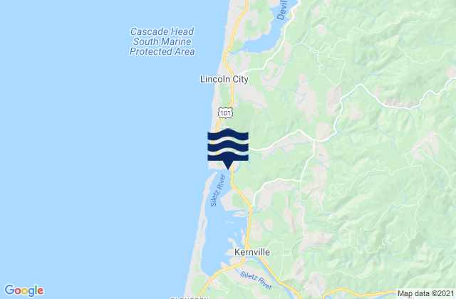 Mapa da tábua de marés em Taft Siletz Bay, United States