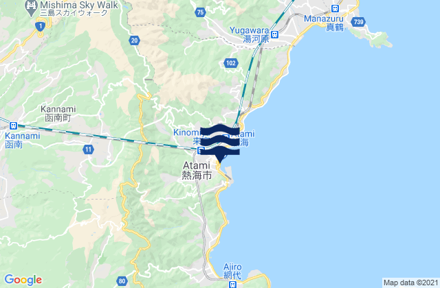 Mapa da tábua de marés em Tagata-gun, Japan
