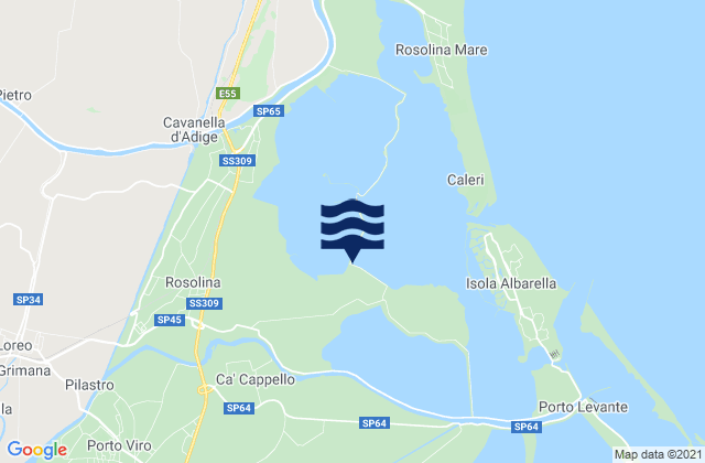 Mapa da tábua de marés em Taglio di Po, Italy