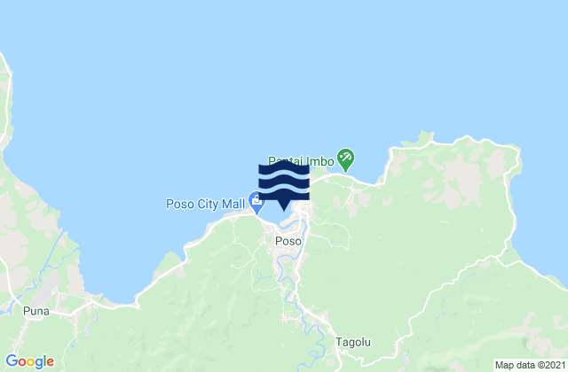 Mapa da tábua de marés em Tagolu, Indonesia