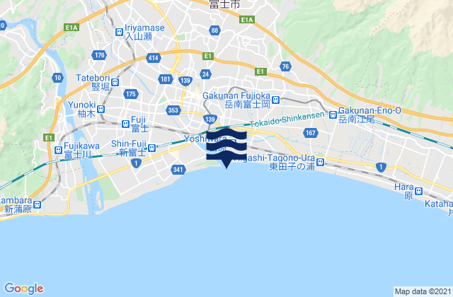 Mapa da tábua de marés em Tagonoura, Japan