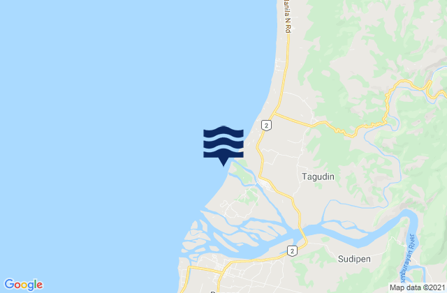 Mapa da tábua de marés em Tagudin, Philippines