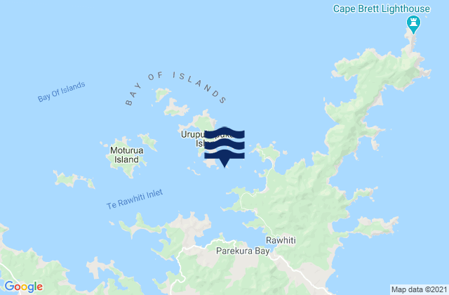 Mapa da tábua de marés em Taiharuru Bay, New Zealand