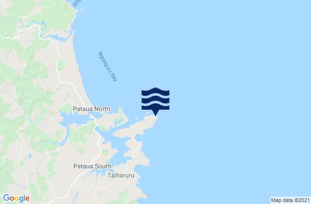 Mapa da tábua de marés em Taiharuru Head, New Zealand