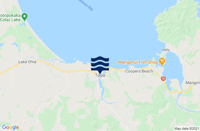 Mapa da tábua de marés em Taipa, New Zealand