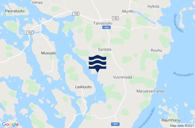 Mapa da tábua de marés em Taivassalo, Finland