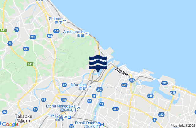 Mapa da tábua de marés em Takaoka Shi, Japan
