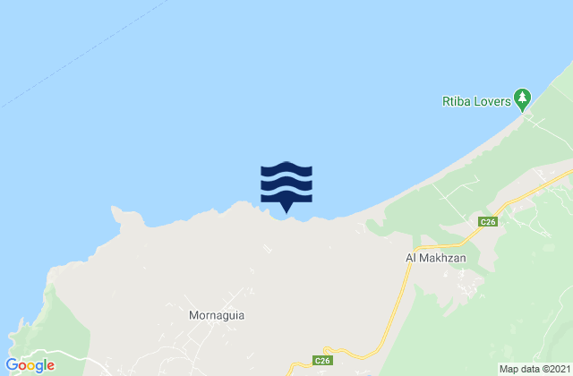 Mapa da tábua de marés em Takelsa, Tunisia