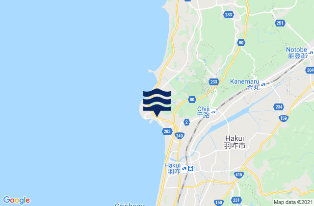 Mapa da tábua de marés em Taki, Japan