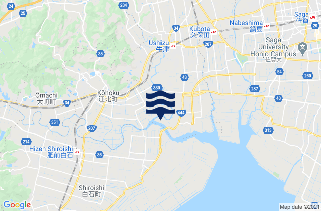 Mapa da tábua de marés em Taku Shi, Japan