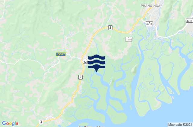 Mapa da tábua de marés em Takua Thung, Thailand