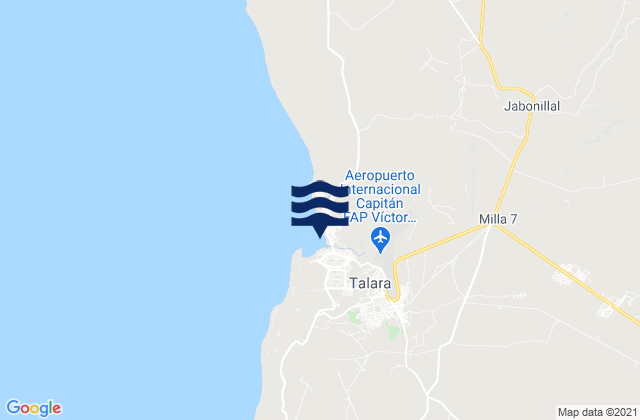 Mapa da tábua de marés em Talara, Peru