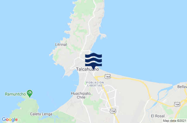 Mapa da tábua de marés em Talcahuano, Chile