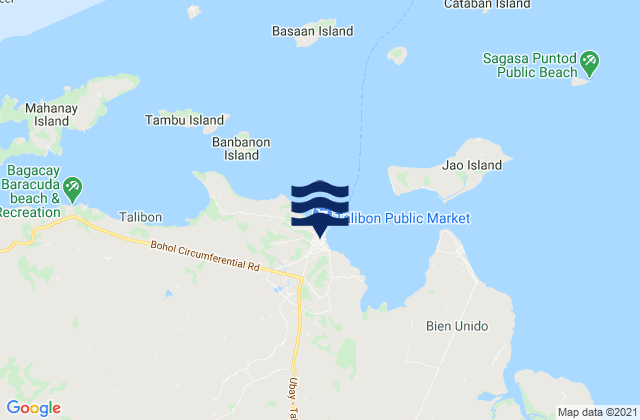 Mapa da tábua de marés em Talibon, Philippines