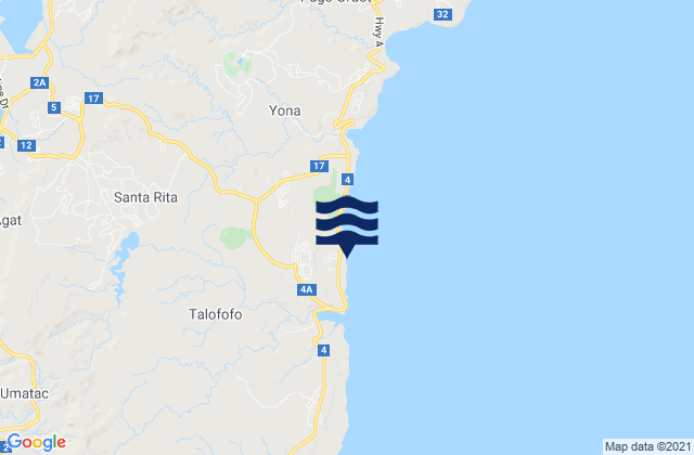 Mapa da tábua de marés em Talofofo Municipality, Guam