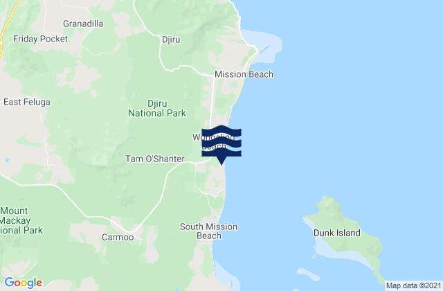 Mapa da tábua de marés em Tam O'Shanter, Australia