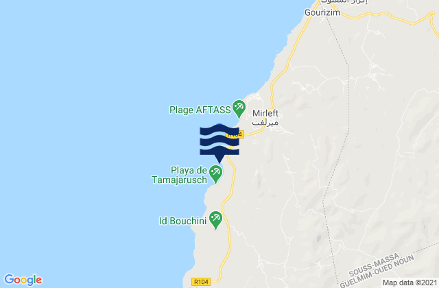 Mapa da tábua de marés em Tamajarusch, Morocco