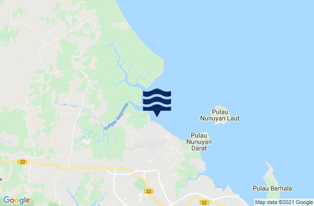 Mapa da tábua de marés em Taman Rajawali, Malaysia