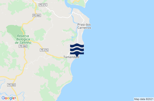 Mapa da tábua de marés em Tamandaré, Brazil