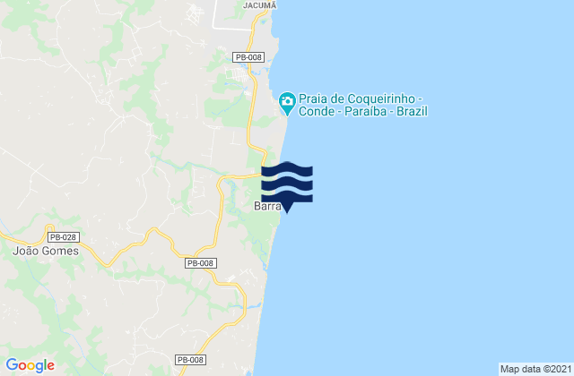 Mapa da tábua de marés em Tambaba, Brazil