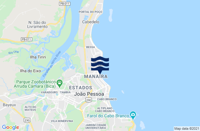 Mapa da tábua de marés em Tambau, Brazil