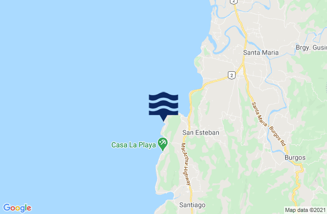 Mapa da tábua de marés em Tamorong, Philippines